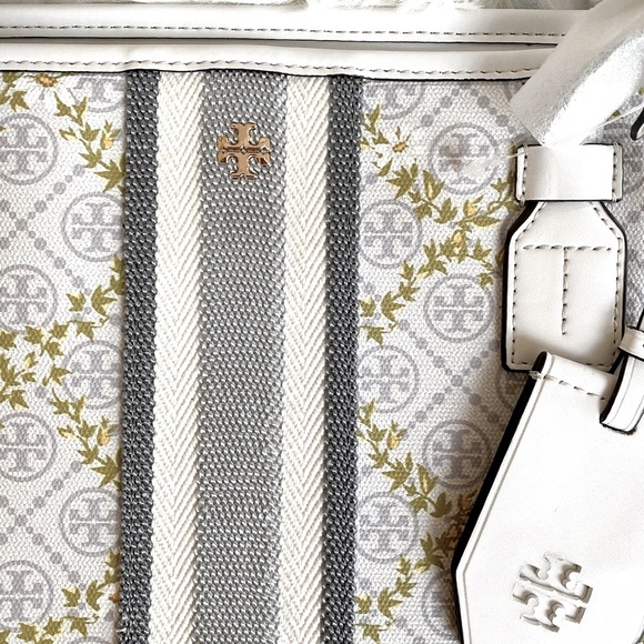 NEW Tory Burch T Monogram Floral Vine Top-Zip Tote Bag - Picture 6 of 9